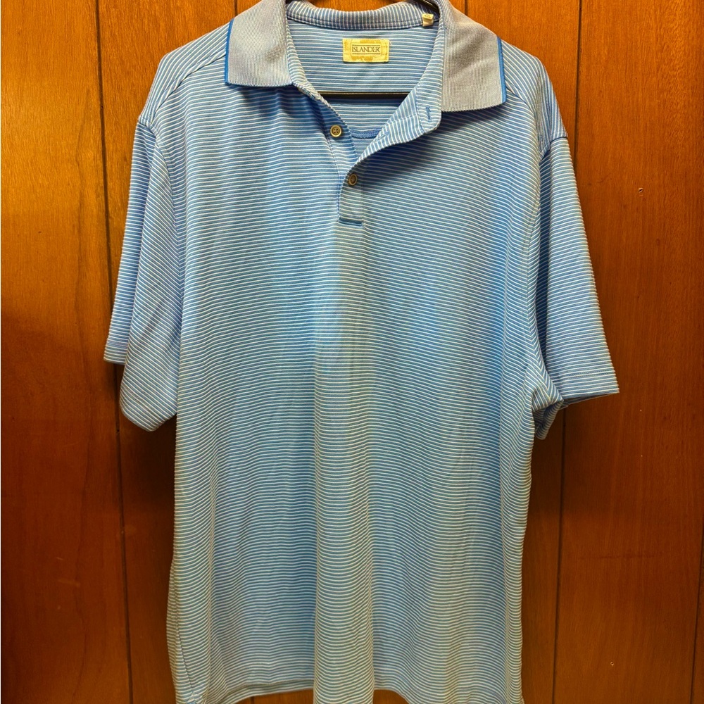 Islander Men's Striped Blue Polo Shirt